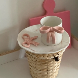 리본 손잡이 머그컵 세라믹컵 귀여운컵 집들이 선물 300ml