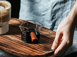 에스프레소 샷잔 우드 손잡이 눈금표시 75ml