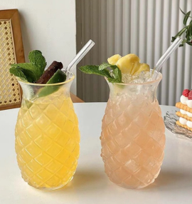 파인애플 유리컵 스무디 칵테일 과일주스용 유리컵 480ml