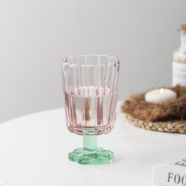 꽃받침 핑크 유리컵 꽃모양 유리잔 플라워 받침 245ml