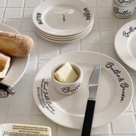 레터링 카페 세라믹 접시 홈카페 원형 이쁜 귀여운 접시 21cm