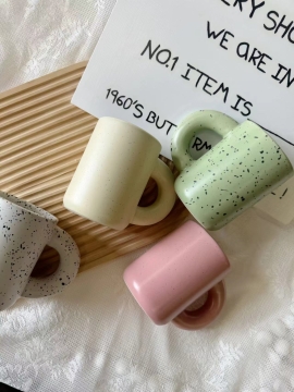 롱 오레오 점박이 뭉퉁 손잡이 컵 커피머신 데일리 홈카페 선물 귀여운잔 280ml