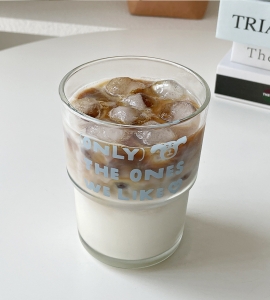 강아지 캐릭터 레터링컵 커피머신 귀여운동물 데일리 홈카페컵 내열유리잔 400ml