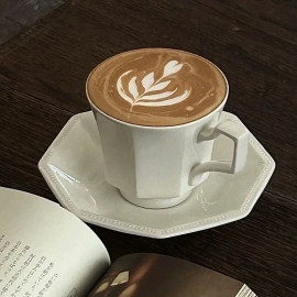 화이트 엘레강스 컵앤소서 라떼 티 홈카페 찻잔