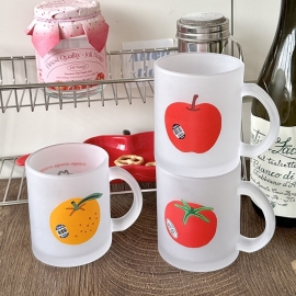귀여운 과일 3종 반투명 유리 손잡이컵 커피잔 강화유리잔 350ml