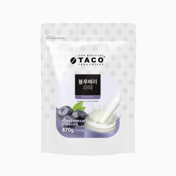 [임박할인/무료배송] 타코 블루베리 라떼 870g (지퍼백 파우치)