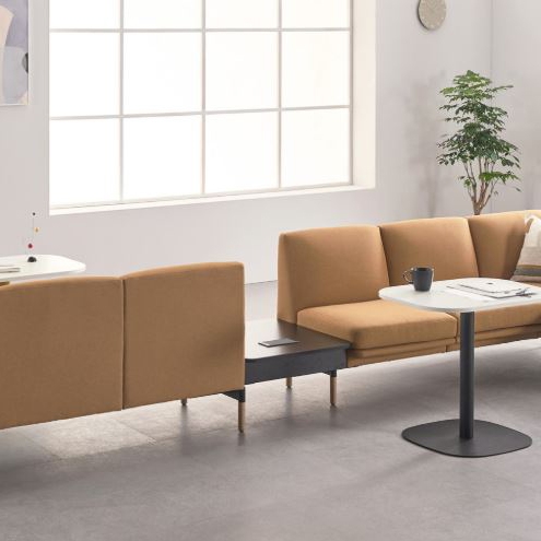 리바트오피스 누트 소파 미들백 콘센트형