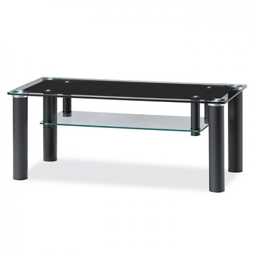 하이퍼스 블랙 강화유리 소파 탁자(선반형)
