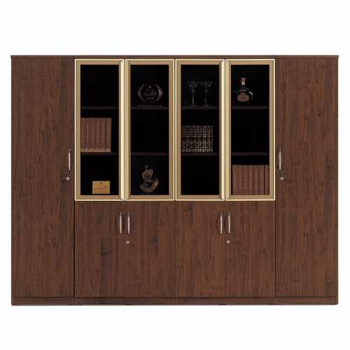 하이퍼스 월넛 7시리즈 반유리장 세트(골드샷시)