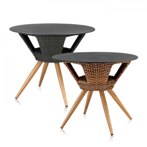 하이퍼스인 욜로 라탄 강화유리 원형테이블