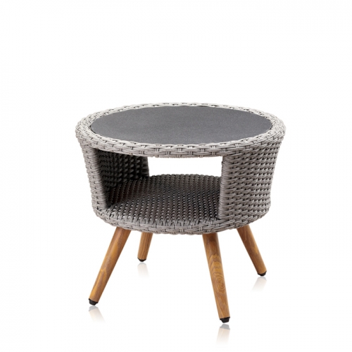 하이퍼스인 스위블 라탄 강화유리 원형테이블