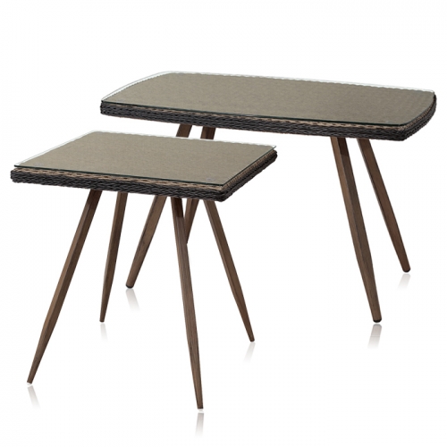 하이퍼스인 이렌느 라탄 강화유리 사각테이블