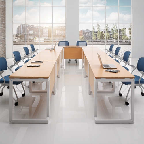 마젠타 화이트프레임 연결형테이블