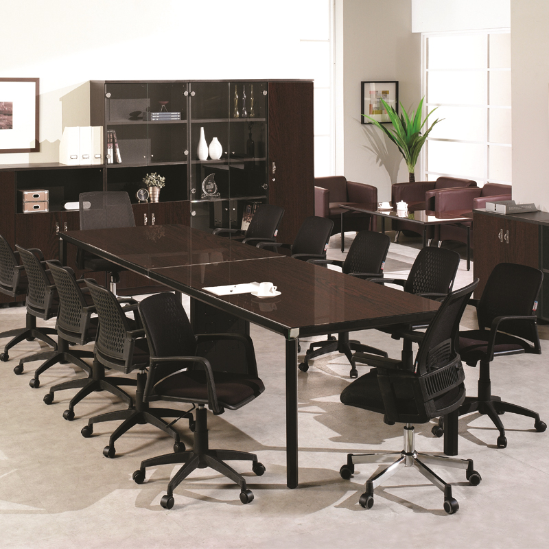 테슬라 월넛 연결형 회의용 테이블