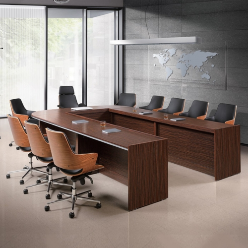 하이퍼스 흑단 클레버 연결식 회의용 테이블 (ㄷ자형)