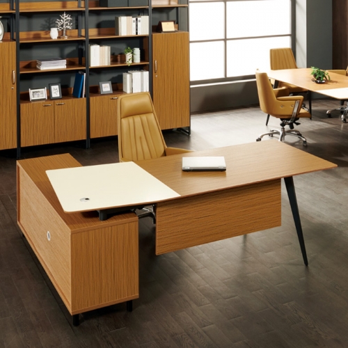 하이퍼스 마이스터 티크 투톤 책상(커브형)