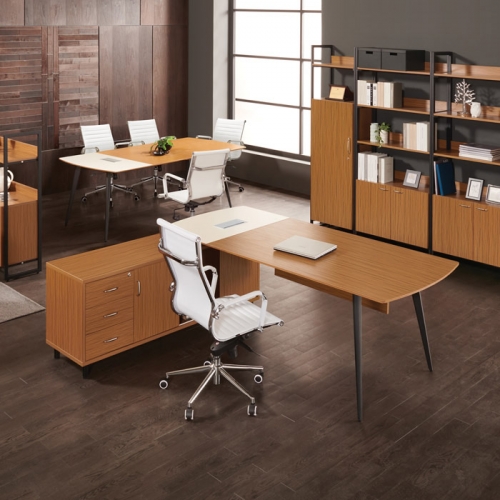 하이퍼스 마이스터 티크 투톤 책상(일자형)