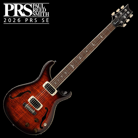 Orange PRS SE 2026 출시!  PRS SE 2026 일렉기타 Hollowbody I Piezo - Orange Tiger Smokeburst