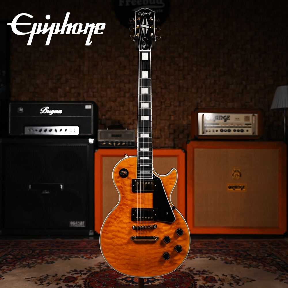 Epiphone 에피폰 일렉기타 Les Paul Custom Quilt Exclusuve Trans Amber (EILPCQTAGH3)