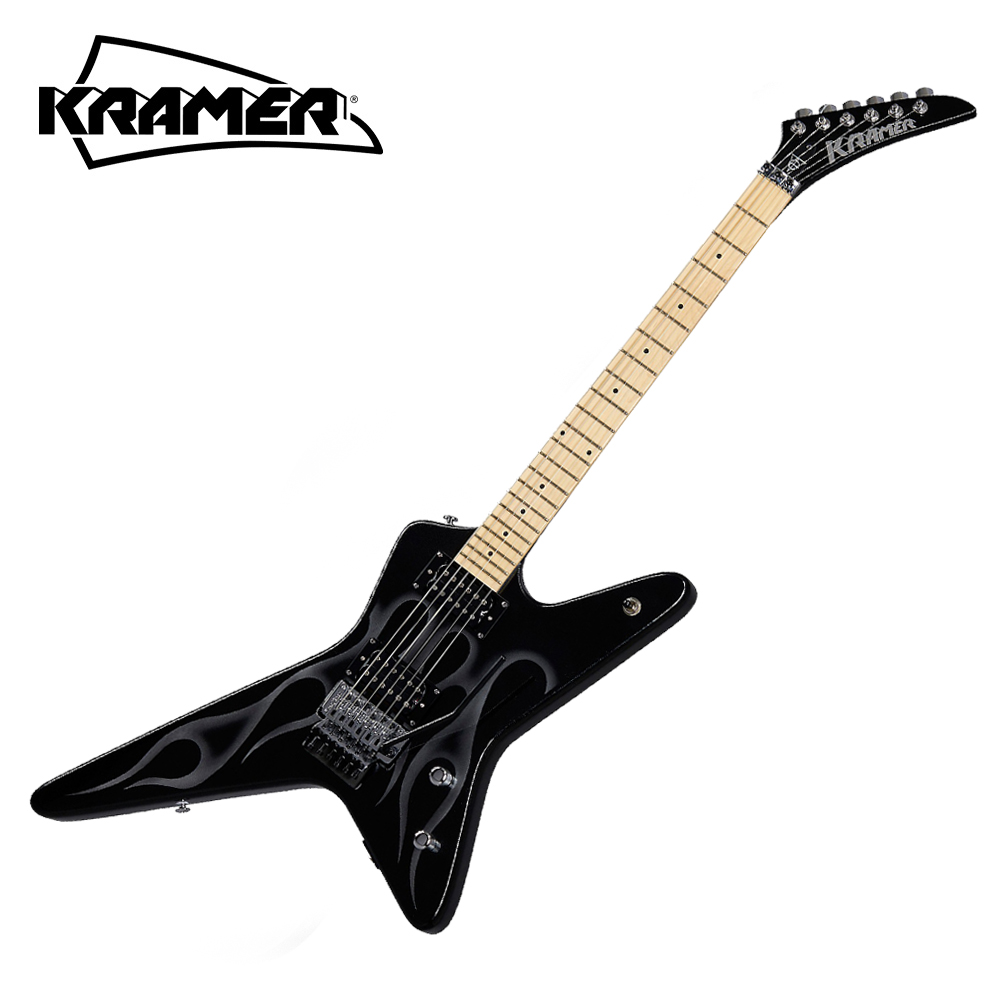 [KRAMER 세일] Kramer 크레이머 일렉기타 Tracii Guns Gunstar Voyager Black Metallic and Silver Ghost Flames (KVTGBKMCF3)