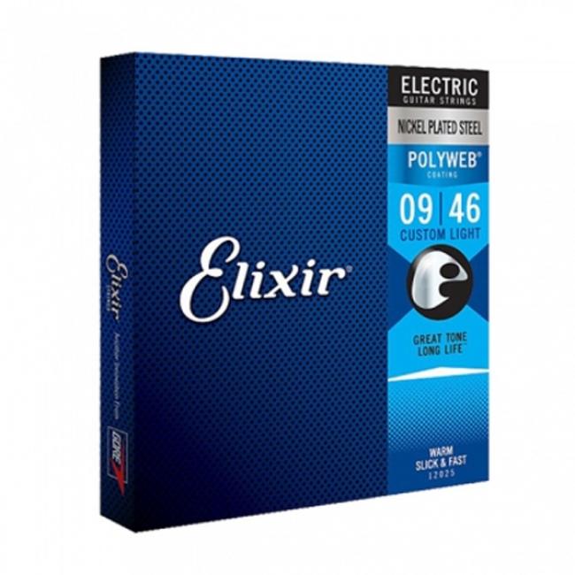 Cordes Elixir Polyweb Custom Light .009-.046 Pour Guitare Électrique – Lot De 2 – Son Chaud & Longue Durée De Vie