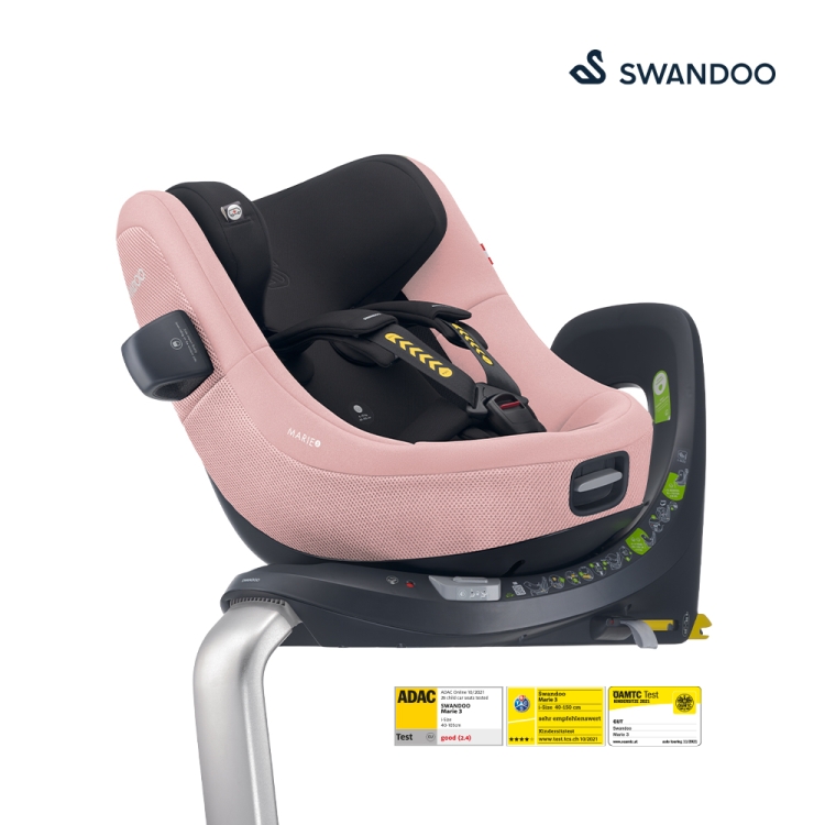 스완두 마리5 메쉬 아이사이즈 신생아 회전형 카시트 (ISOFIX) 파지티브 핑크