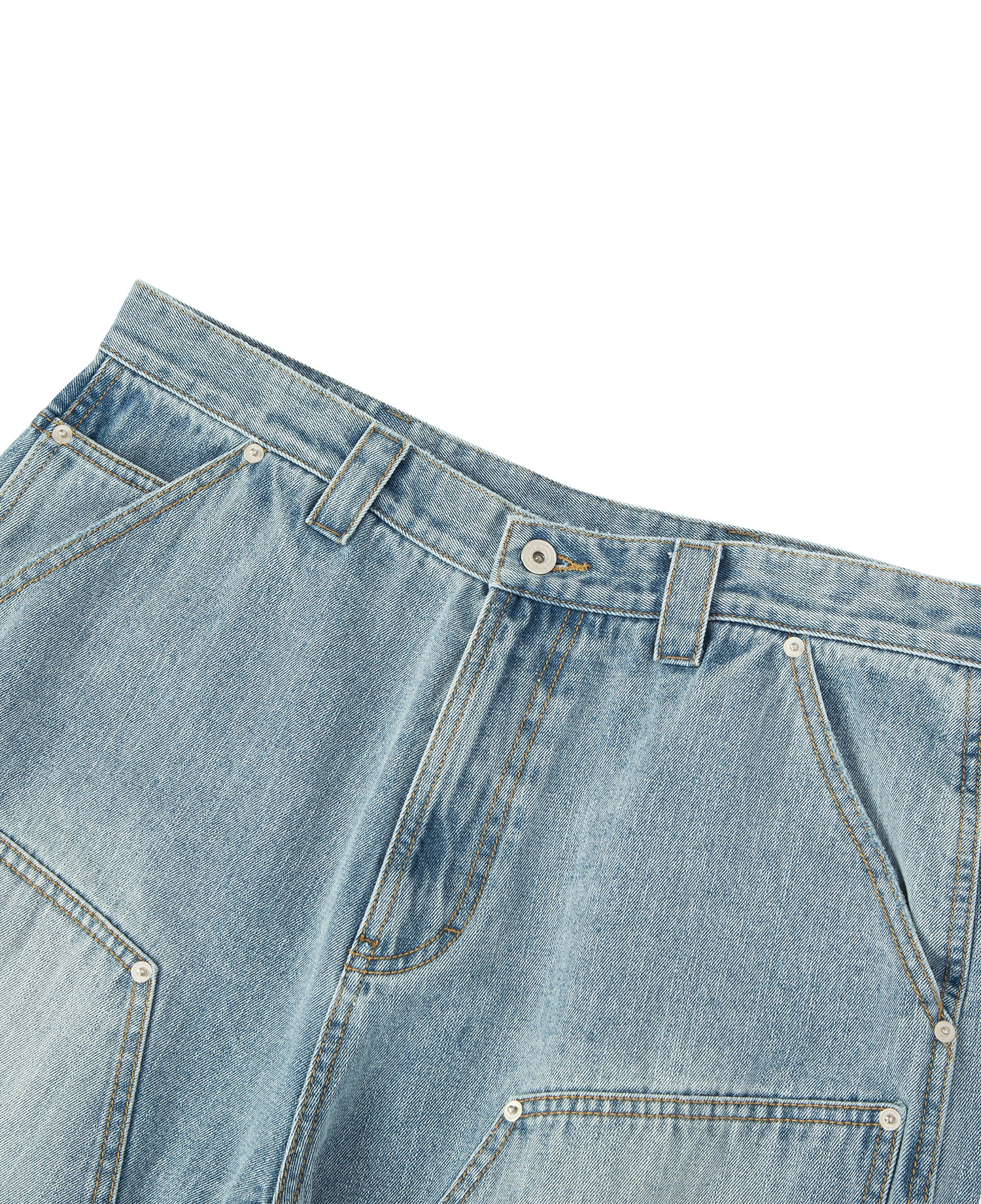 INSANE LEATHER DOUBLE-KNEE WORKPANTS_LIGHT INDIGO
