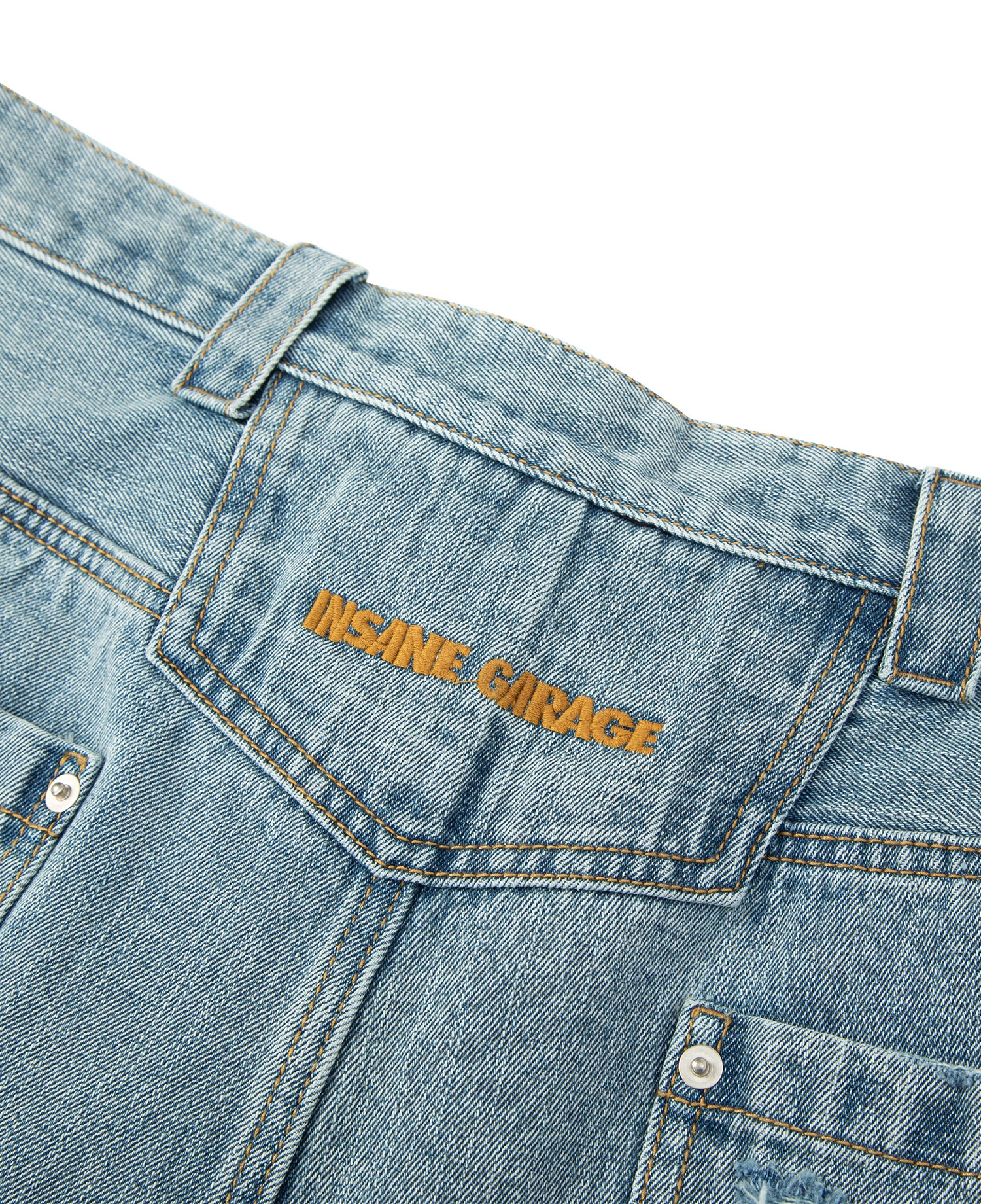 INSANE LEATHER DOUBLE-KNEE WORKPANTS_LIGHT INDIGO