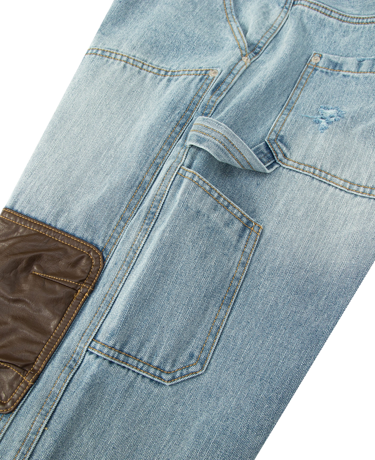 INSANE LEATHER DOUBLE-KNEE WORKPANTS_LIGHT INDIGO