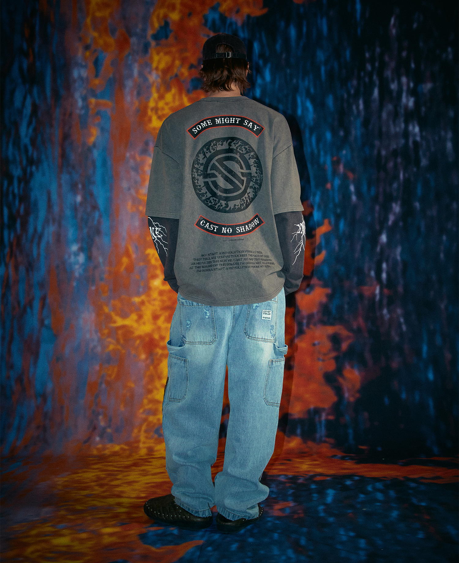 INSANE LEATHER DOUBLE-KNEE WORKPANTS_LIGHT INDIGO