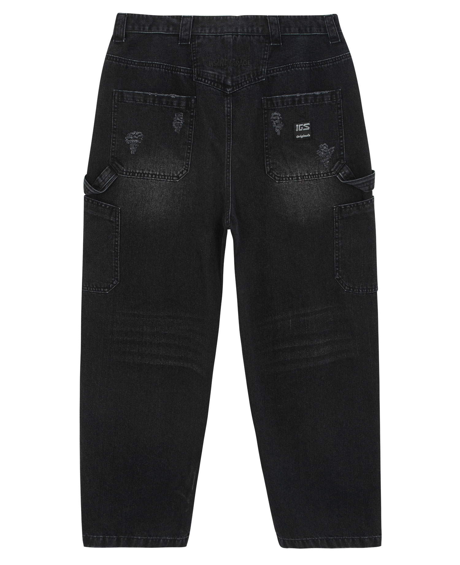 INSANE LEATHER DOUBLE-KNEE WORKPANTS_BLACK