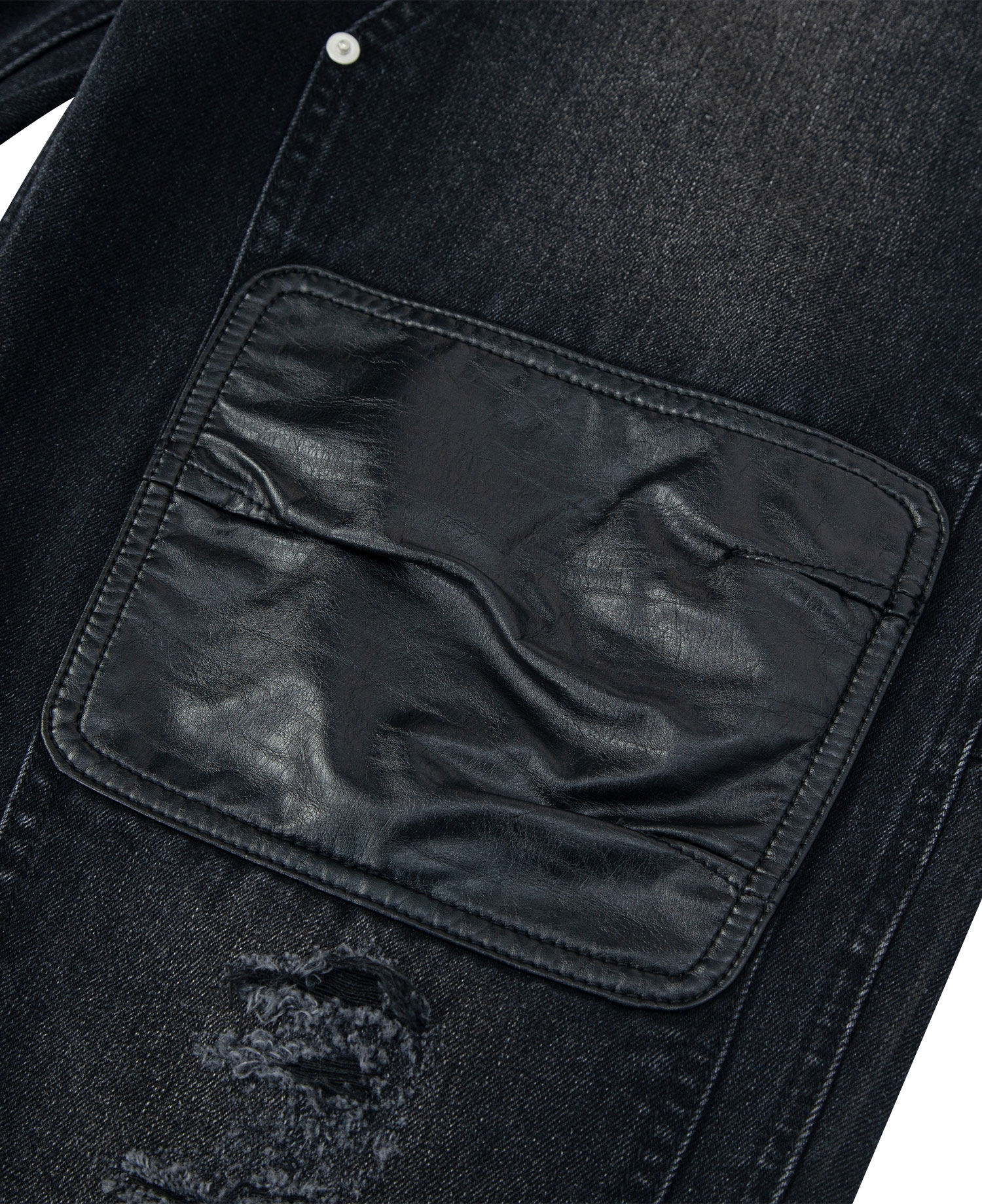 INSANE LEATHER DOUBLE-KNEE WORKPANTS_BLACK