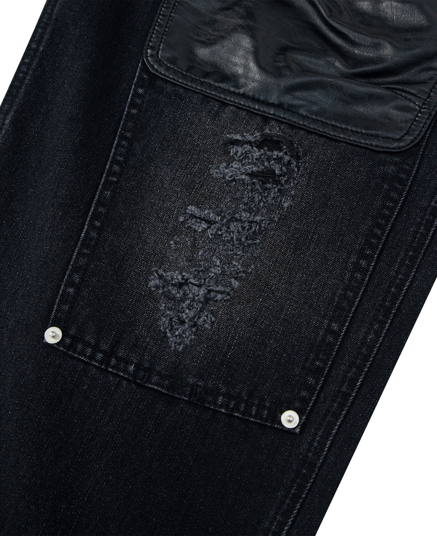 INSANE LEATHER DOUBLE-KNEE WORKPANTS_BLACK