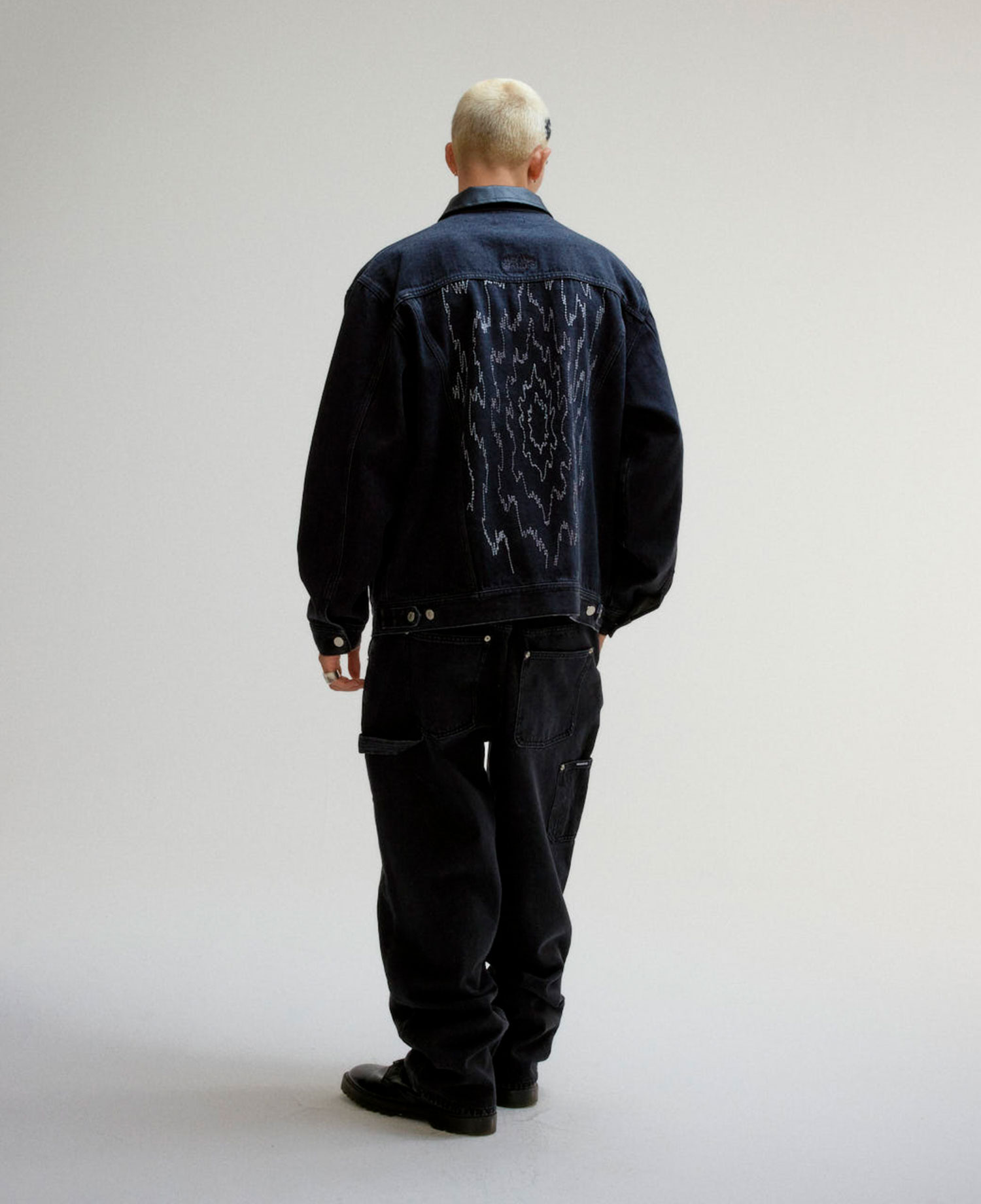 [WKNDRS] FLAME DOUBLE KNEE PANTS_BLACK