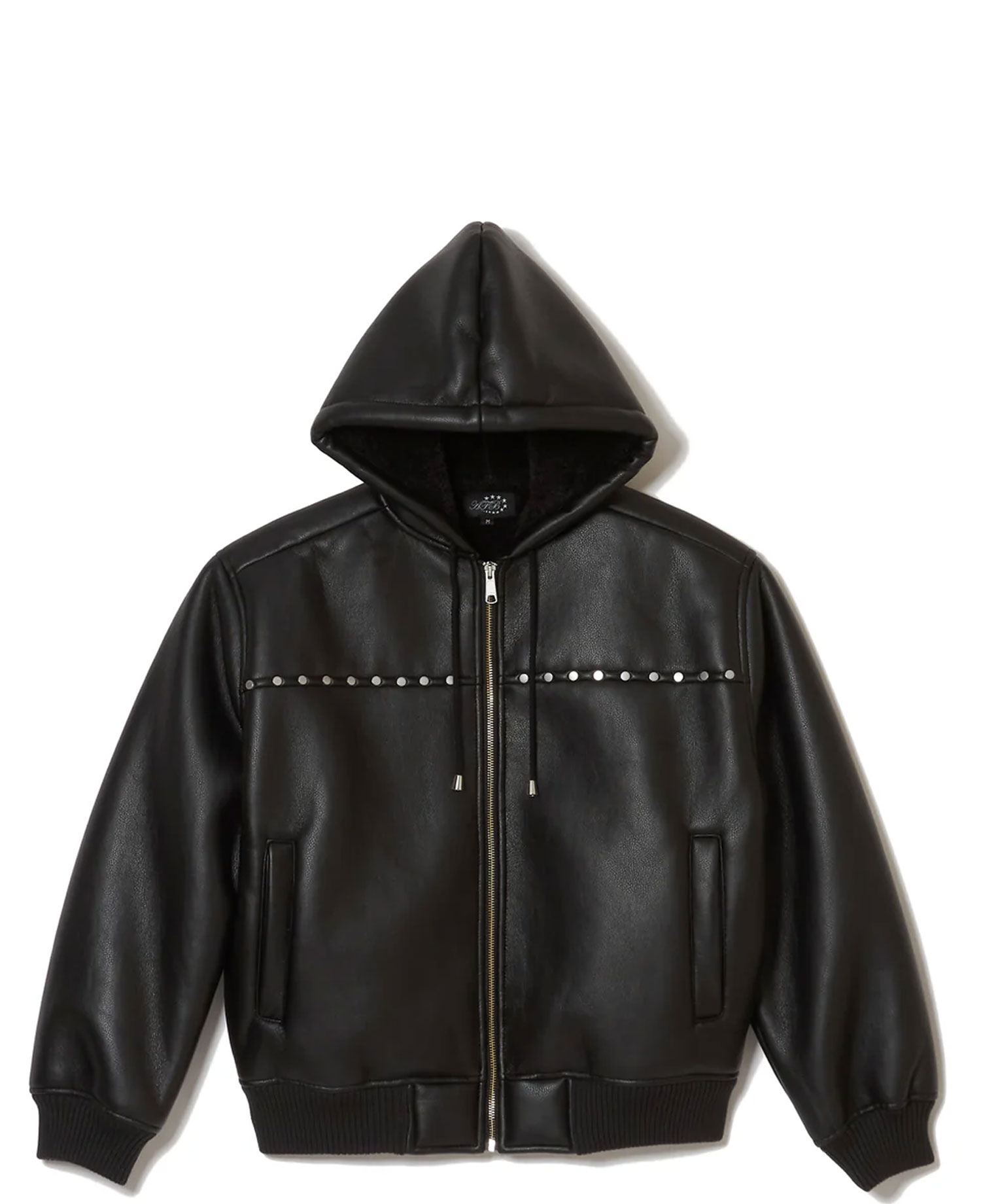 AFB STUDDED HOODED BOMBER JACKET_BLACK