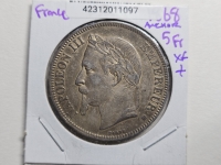 프랑스 1868년 A 5 Francs,나폴레옹 3세, 은화 미품 ( KM#799.1 / 37mm / 25g / 90 Silver )