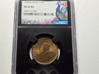 인도 1918년 1/4 Anna,조지 5세, NGC MS 66 RD 완전미사용 ( KM#512 / 4.72g / Bronze / 25.4mm )