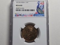 인도 1927년 1/4 Anna, 조지 5세, NGC MS 66 RD ( KM#512 / 4.72g / Bronze / 25.4mm )