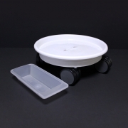 원형 화분받침대 흰색 물받이 이동식바퀴형