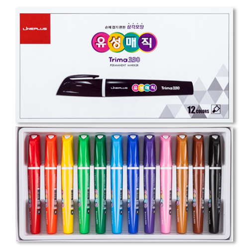 [10132]라인플러스 유성매직 12색(둥근닙)[F-4]