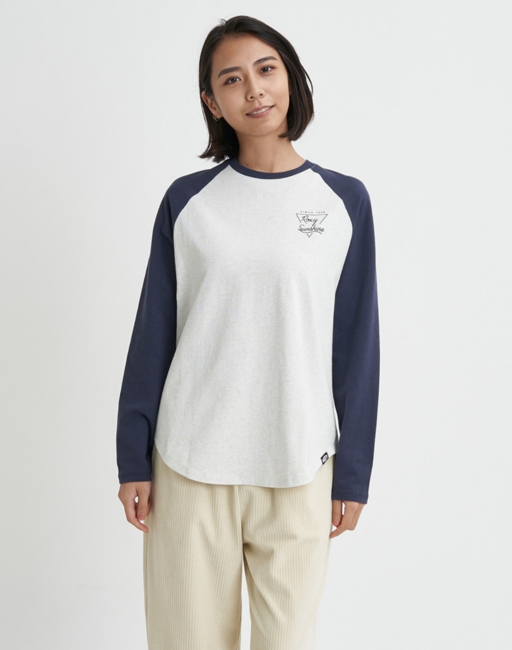 록시 여성 네이비 루즈핏 롱 슬리브 티셔츠 (RD31LT086NVY)