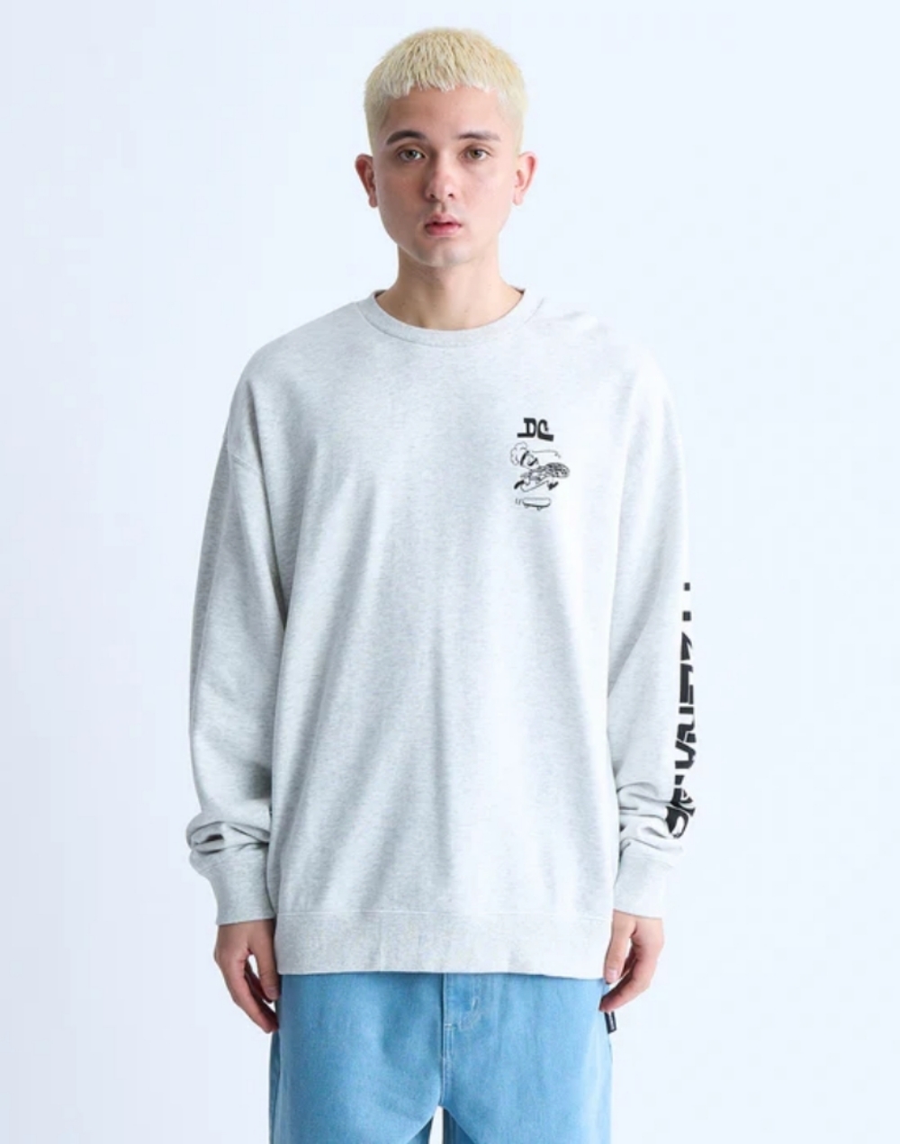 DC 24 PIZZERIA CREWNECK PULLOVER LS TEE (DE31LT050GRY)