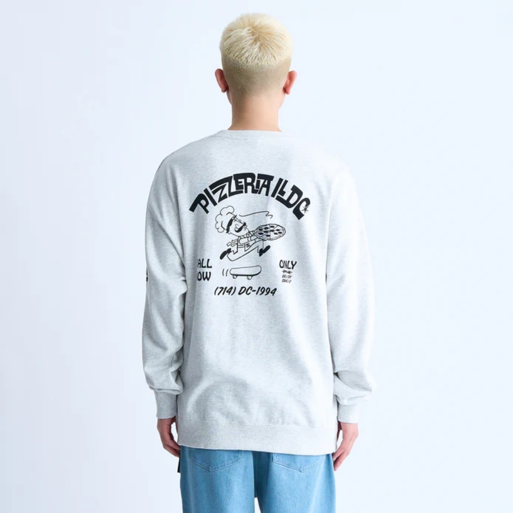 DC 24 PIZZERIA CREWNECK PULLOVER LS TEE (DE31LT050GRY)