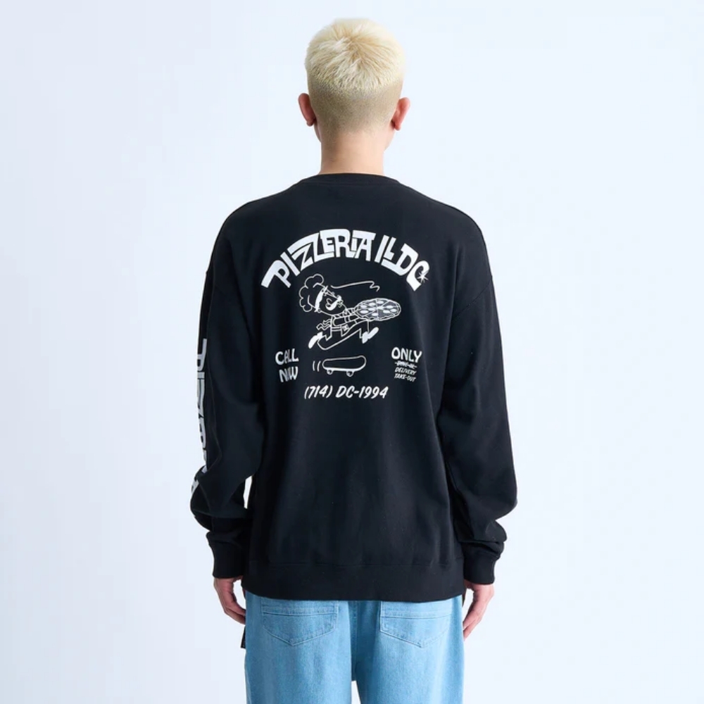DC 24 PIZZERIA CREWNECK PULLOVER LS TEE (DE31LT050BLK)