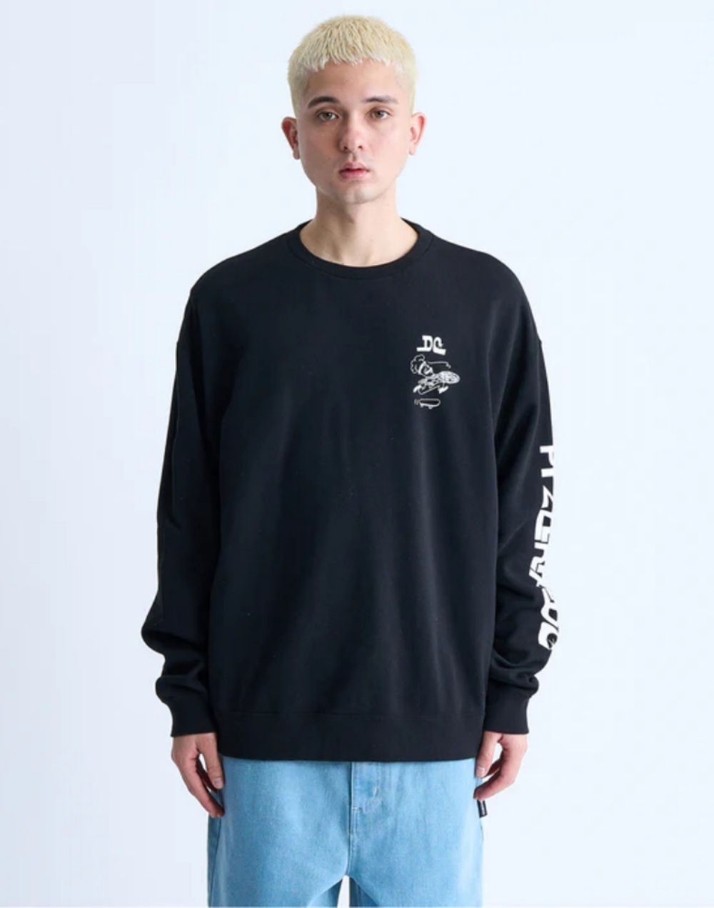 DC 24 PIZZERIA CREWNECK PULLOVER LS TEE (DE31LT050BLK)