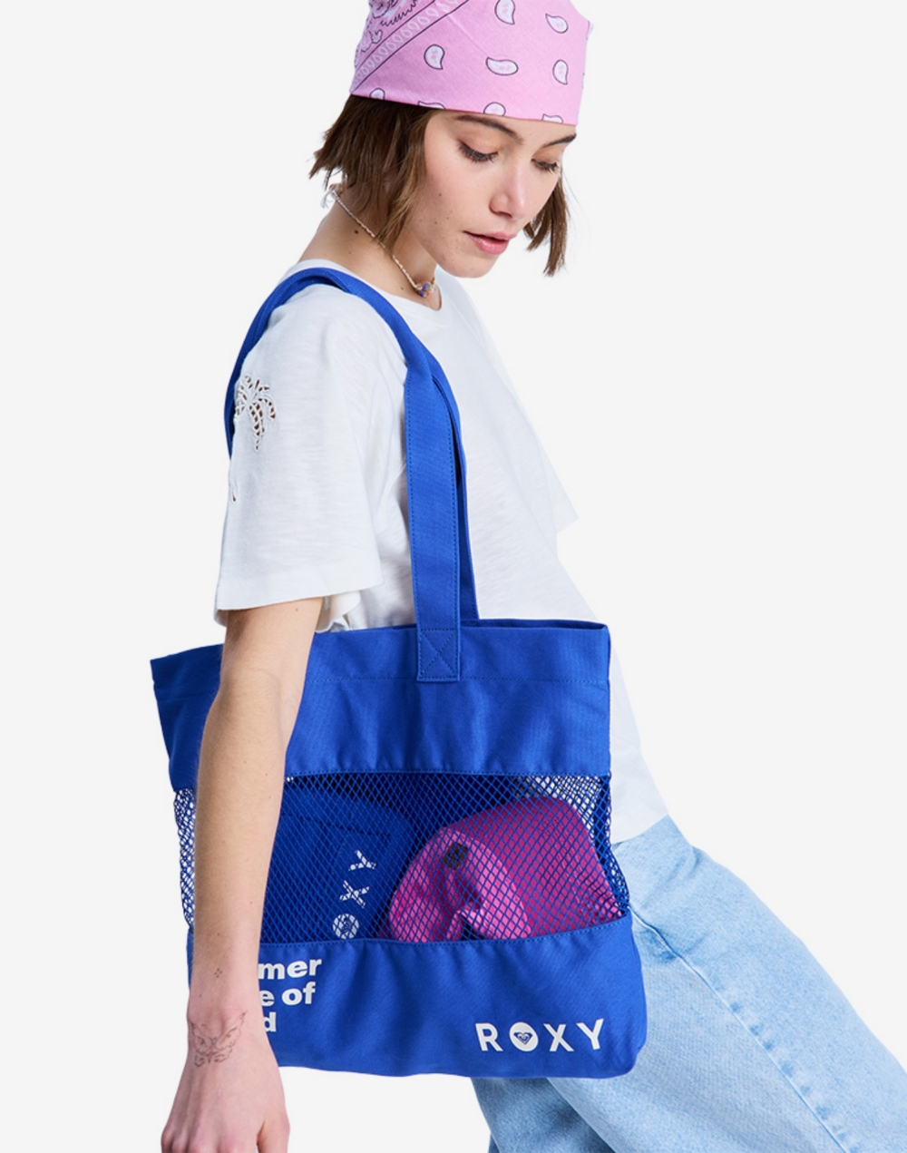 록시 SUMMER BREEZY 메쉬 토트백 (RG23OB027PRM)