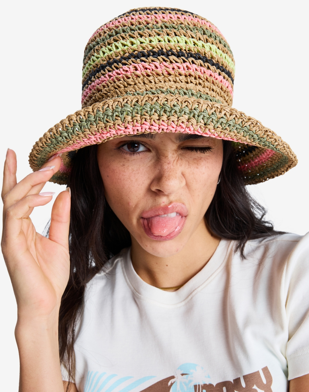 록시 SPOTLESS SUNNIES 스트로 버킷 햇 (RG13HT050TEC)