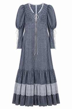 1970's Gunne Sax Gingham Prairie Maxi Dress 226567