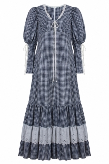 1970's Gunne Sax Gingham Prairie Maxi Dress 226567