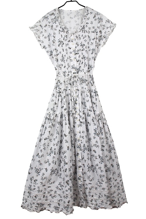 [ARCHIVE] KANEKO ISAO Blue Floral Pintuck Long Dress (F) 재320381F